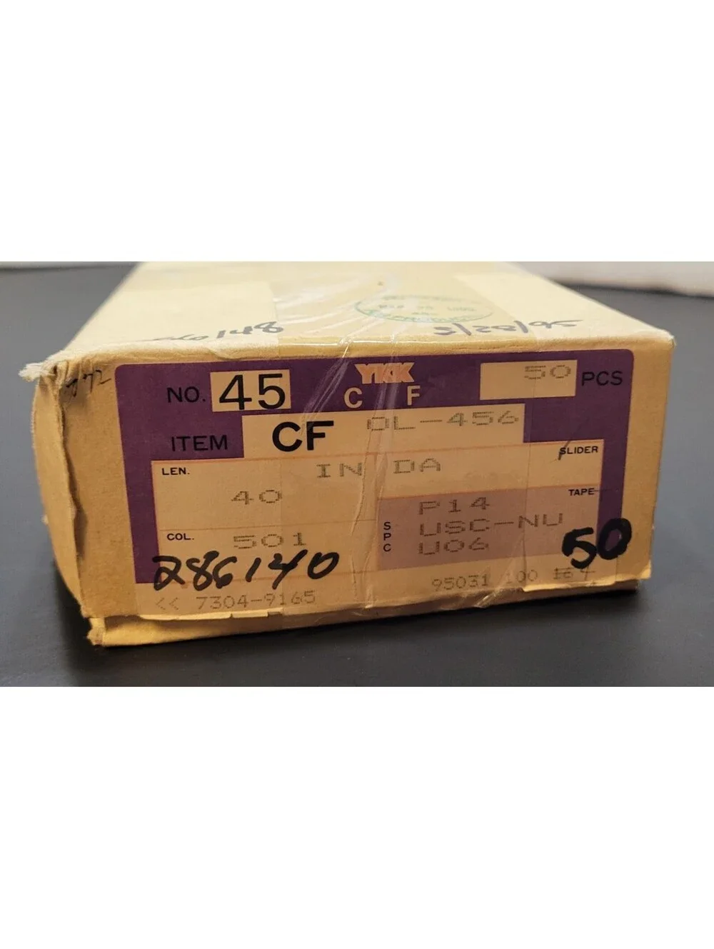 Vintage YKK White Zippers 40 Inch Long No. 501 One Box NOS Open Box (A)